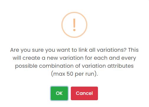 The bulk variation confirmation prompt
