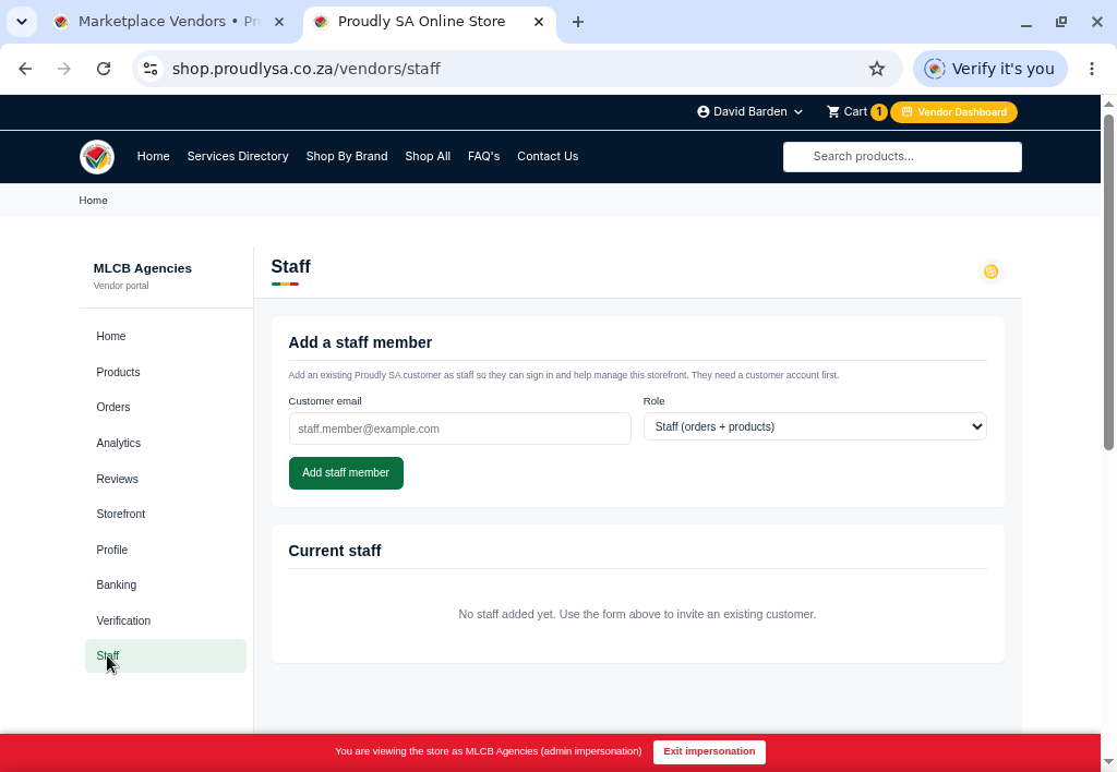 The staff management page