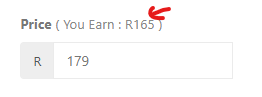 The You Earn net payout figure beside the price field